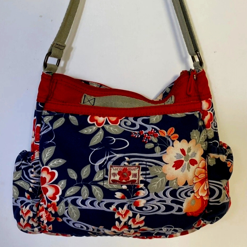 Lucky Brand Floral Canvas Hobo Diaper  Bag